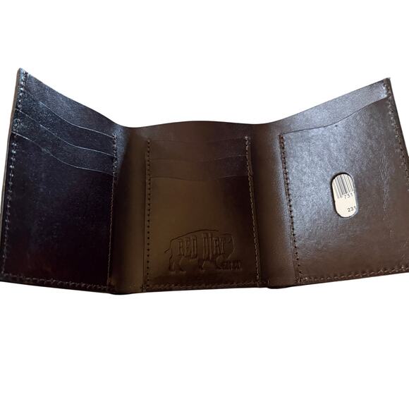 Red Dirt Hat Company Southwest Pattern Brown Leather Men\'s Trifold Wallet, NWT